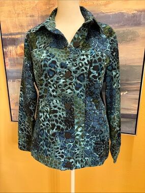 Draper’s & Damon’s Teal & Blue Animal-Print Jacket